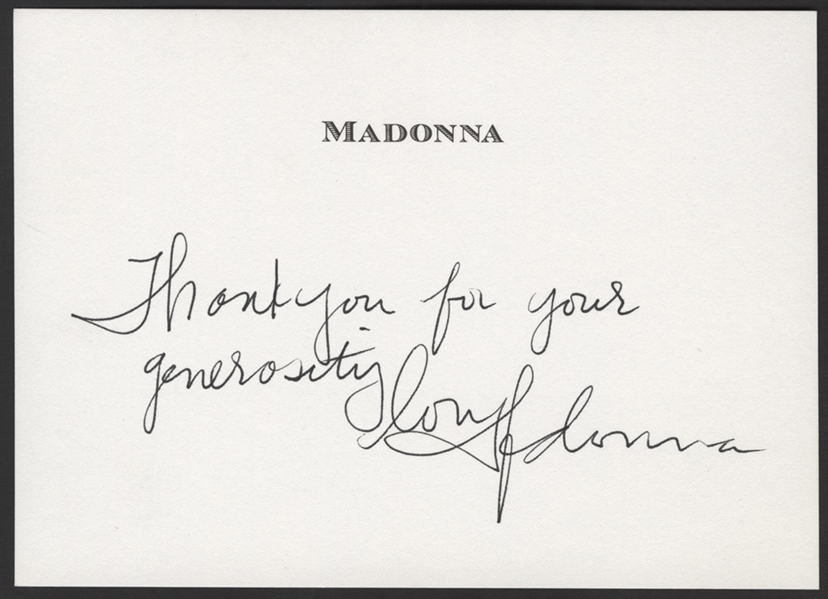 Madonna Signed & Inscribed Personalized Note Card