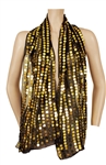 Madonna Owned and Worn  Jean-Paul Gaultier Large Black Sheer Scarf with Gold Sequins