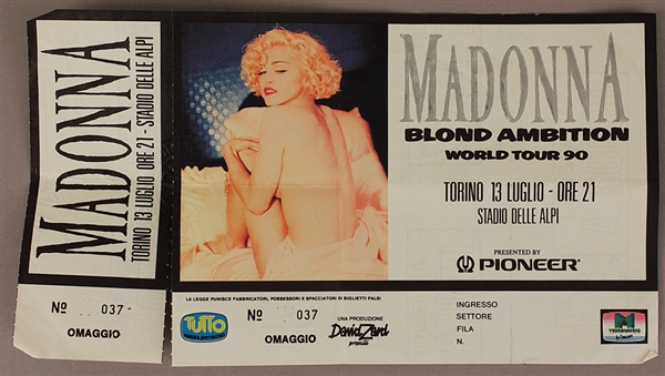 Madonna Original "Blond Ambition World Tour 90" Italian Concert Ticket