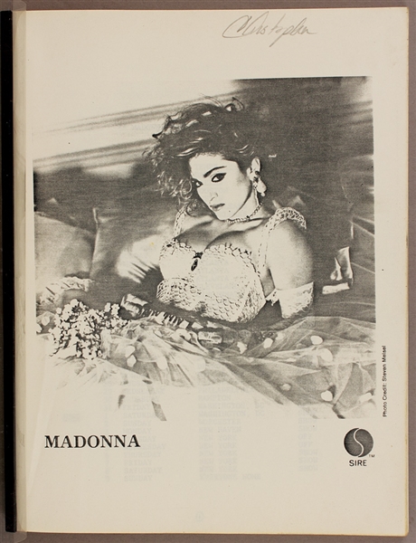 Madonna "Like A Virgin" Original Tour Itinerary Used by Her Brother Christopher Ciccone