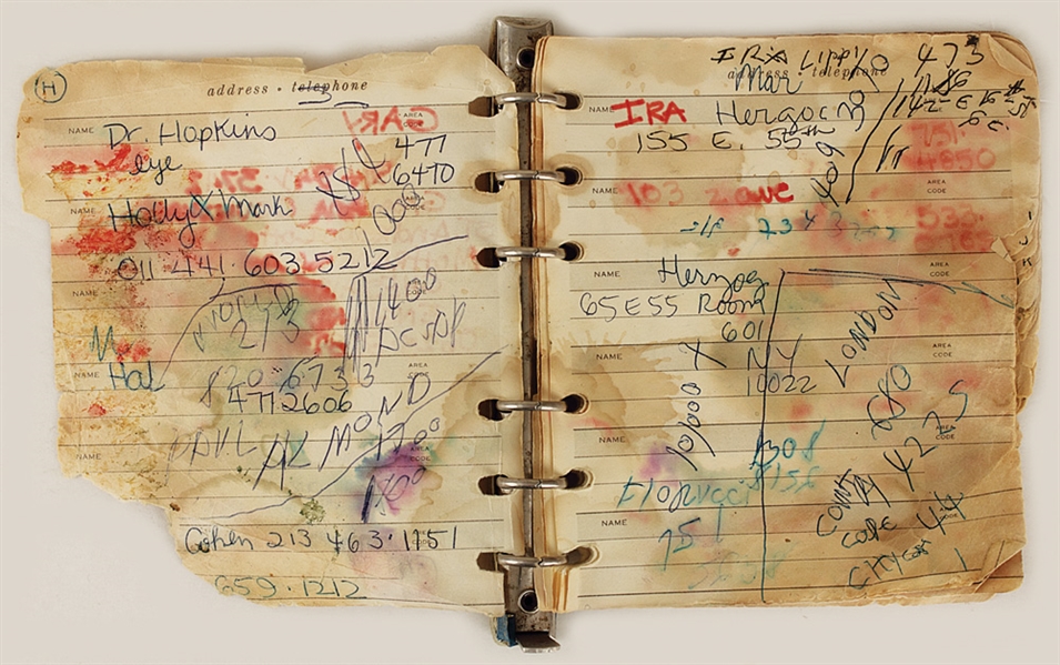 Joey Ramones Personal Handwritten Address Book With Hand Drawn Sketches