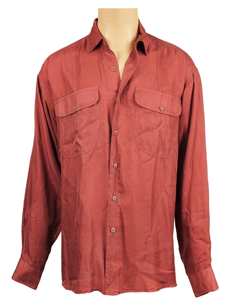 Michael Jackson Owned and Worn Rust Long Sleeved Button Down Shirt