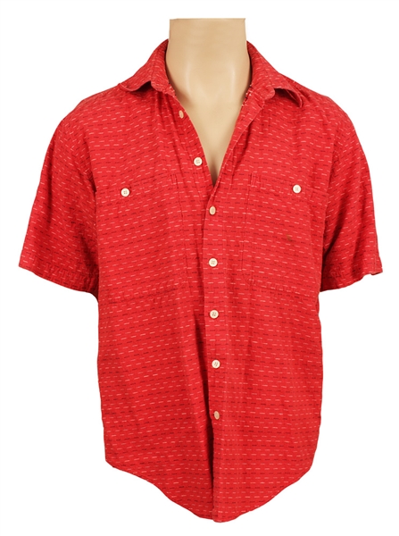 Michael Jackson Owned and Worn Short Sleeved Red Button Down Shirt