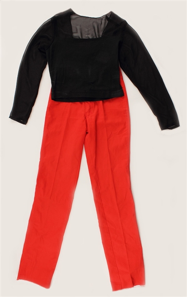 Liza Minnelli Owned and Worn Black Long-Sleeved Top and Red Pants