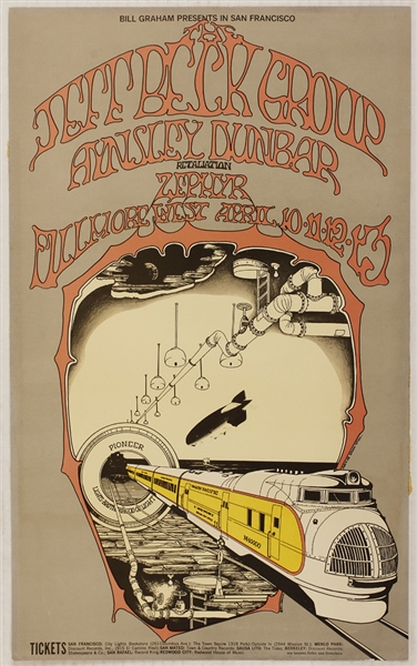 Jeff Beck Group Original Fillmore West Concert Poster
