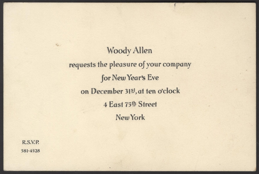 Woody Allen Original  New Years Eve Party Invitation