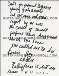 Michael Jackson Billie Jean Original Handwritten Lyrics