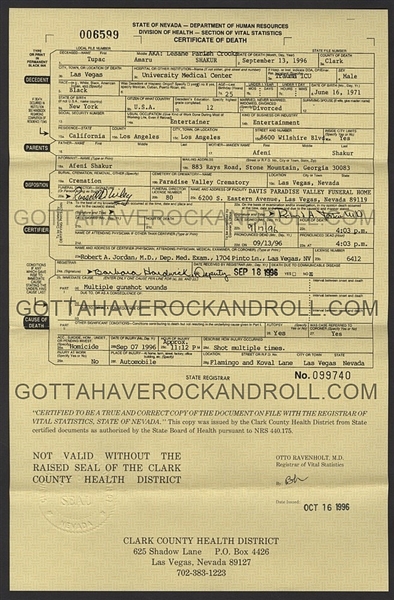 tupac death certificate shakur proof dead certified really roll prev