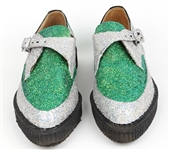 Jim Carrey  Batman Returns Riddler Screen Worn Silver & Green Glitter Shoes