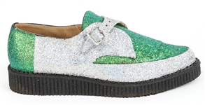 Jim Carrey  Batman Returns Riddler Screen Worn Silver & Green Glitter Shoes