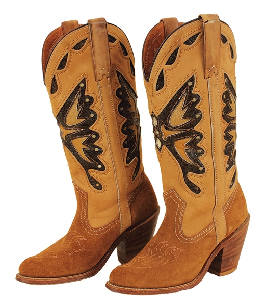 Britney Spears "Britney" Album Release Worn Suede Butterfly Cowboy Boots