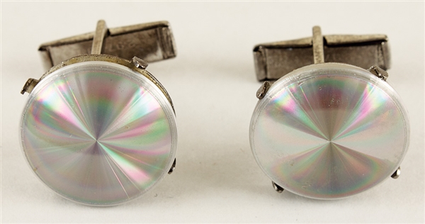 Elvis Presley Owned & Worn Silver Disk Cufflinks