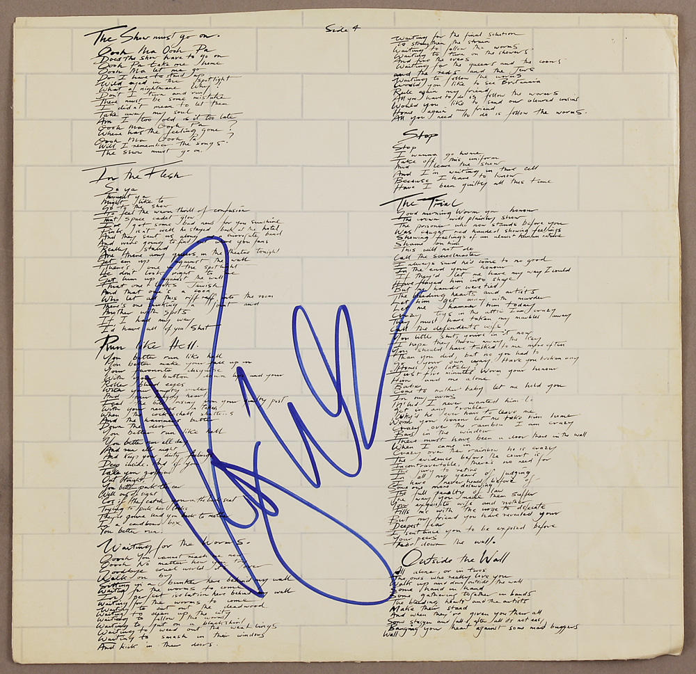Lot Detail Pink Floyd Roger Waters Signed "The Wall" Album Lyrics