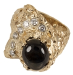 Elvis Presley Stage Worn Diamond & Black Star Sapphire 14kt Gold Nugget Ring 