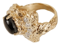 Elvis Presley Stage Worn Diamond & Black Star Sapphire 14kt Gold Nugget Ring 