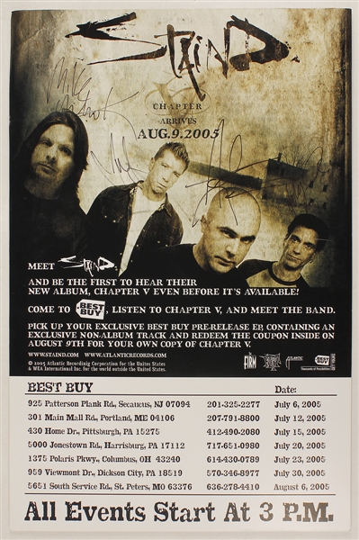 Staind Signed "Chapter" Original Promotional Poster