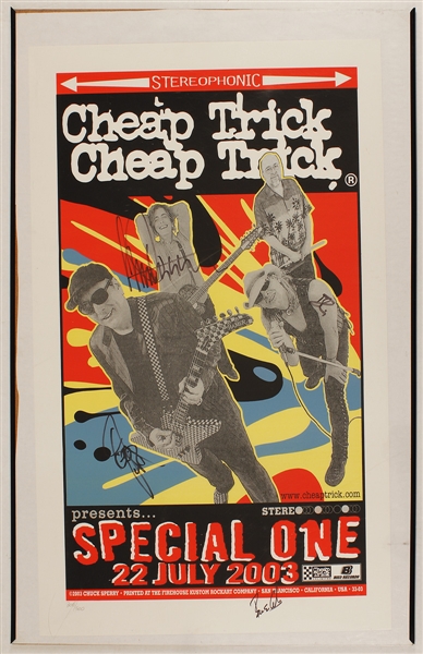 Cheap Trick Signed Original "Special One" Promotional Poster and Signed "Silver" C.D. Inserts