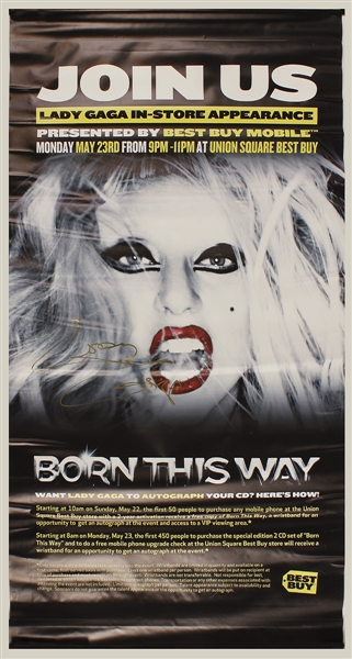 Lady Gaga Signed "Born This Way" Original Live Appearance Event Banner