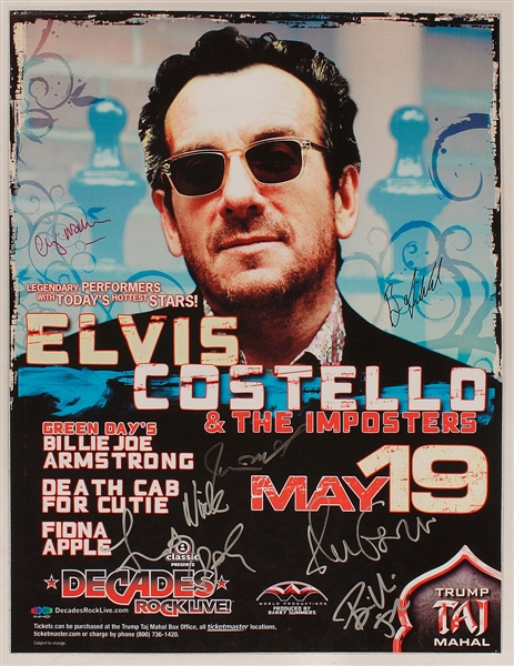 Elvis Costello, Billie Joe Armstrong, Fiona Apple and More Signed Taj Mahal On-Site Concert Poster