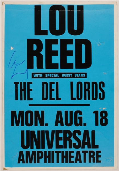 Lou Reed Signed Original 1986 Cardboard Concert Poster 
