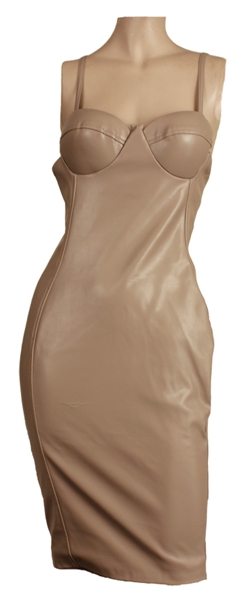 Jennifer Lopez American Idol TV Show Taping Worn Nude Leather Dress