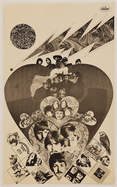 Capitol Records Original 1968 Promotional Poster Featuring: The Beatles, Jimi Hendrix, The Beach Boys and More