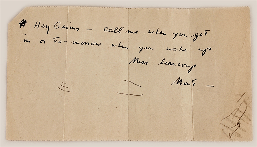 Montgomery Handwritten & Signed Love Note to William LeMassena