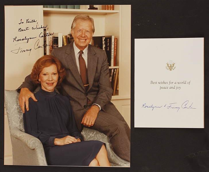 President Jimmy Carter and Rosalyn Signed & Inscribed Photograph and White House Holiday Card