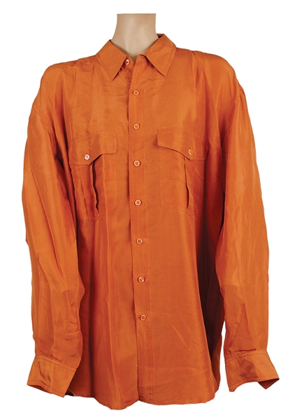 Michael Jackson Owned & Worn Orange Long-Sleeved Button Down Shirt