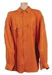 Michael Jackson Owned & Worn Orange Long-Sleeved Button Down Shirt