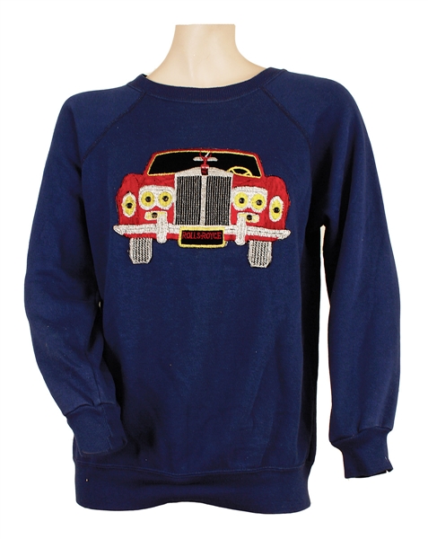 Michael Jackson Owned & Worn Long-Sleeved Blue Sweatshirt with Red Rolls Royce