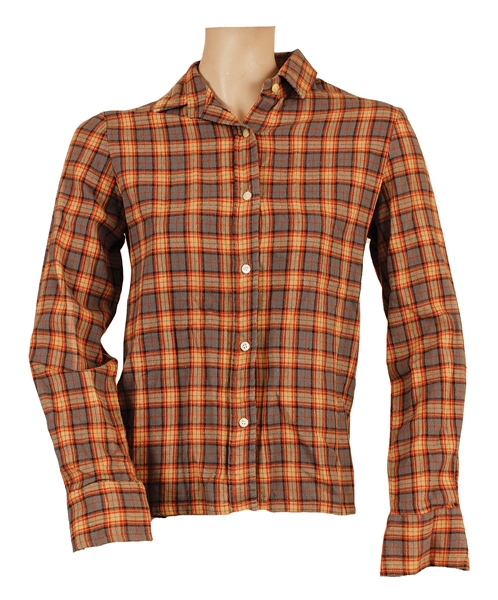 Michael Jackson Owned & Worn Brown, Orange and Tan Plaid Shirt