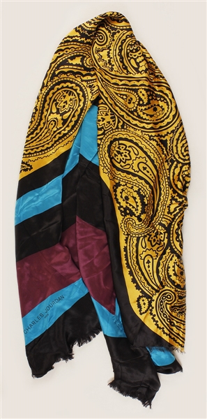 Michael Jackson Owned & Worn Yellow and Black Paisley Print Scarf