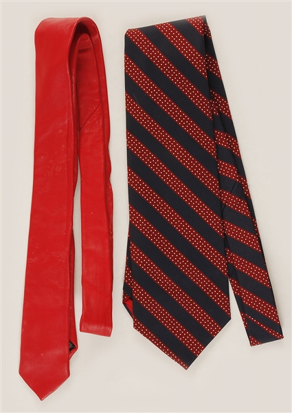 Michael Jackson Owned & Worn Red Tie and Red & Blue Striped Tie