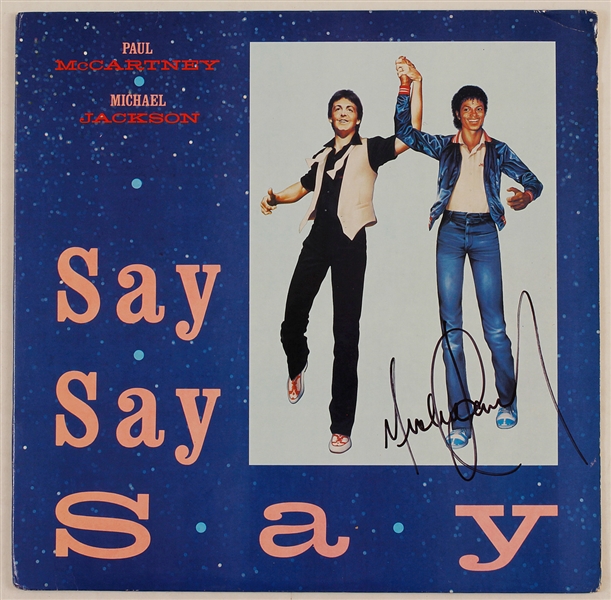 Michael Jackson Signed "Say, Say, Say" 12" Record Cover