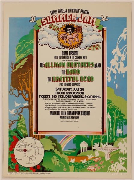 Watkins Glen Grateful Dead/The Band/Allman Brothers Original Concert Poster