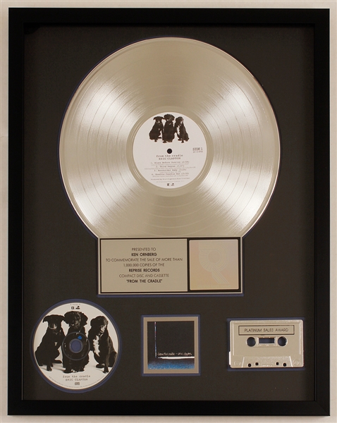 Eric Clapton "From the Cradle" Original RIAA Platinum C.D. and Cassette Award
