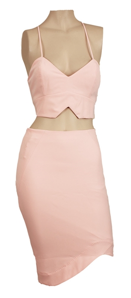 Ariana Grande "Scream Queens" Promotion Worn Pink Top and Skirt