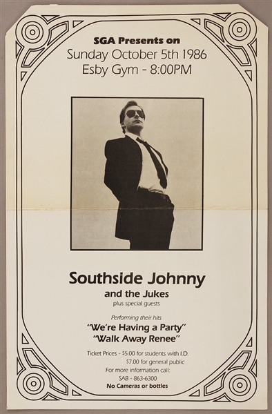 Southside Johnny and the Asbury Jukes Original 1986 Esby Gym Glassboro State College Concert Poster