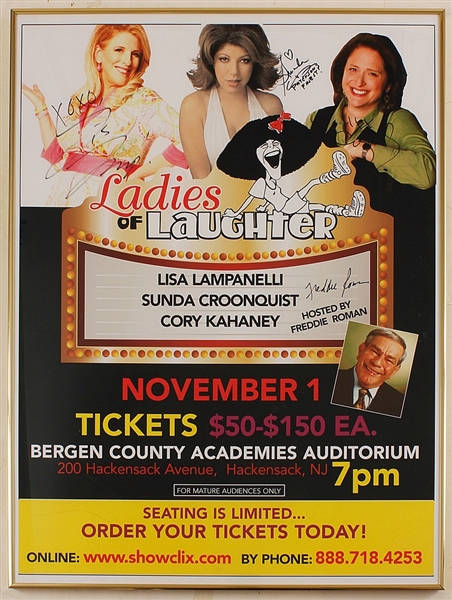 Lisa Lampanelli, Sundra Croonquist, Cory Kahaney and Freddie Roman Signed "Ladies of Laughter" Comedy Show Poster