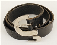 Michael Jackson Owned & Worn Black Leather Belt with Silver Buckle