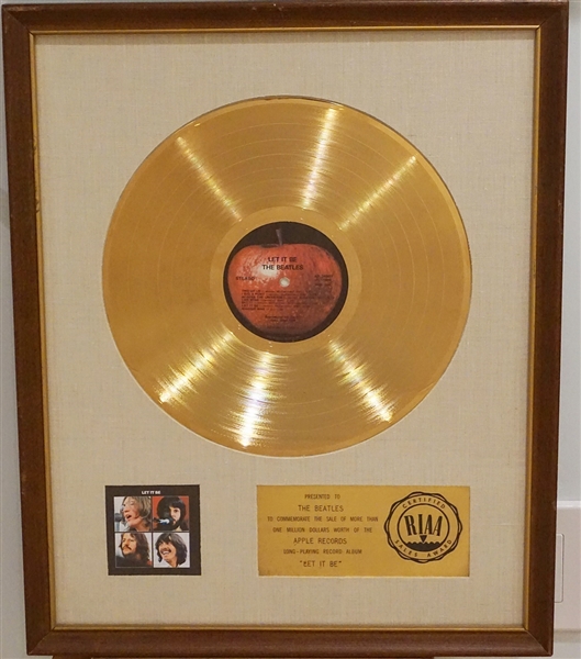 "Let It Be” Original RIAA White Matte Gold LP Record Award Presented to The Beatles