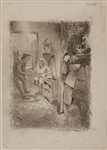 Klaus Voormann Signed Original Drawing Study for Paul & Rosa Painting Hamburg Top Ten 1961 