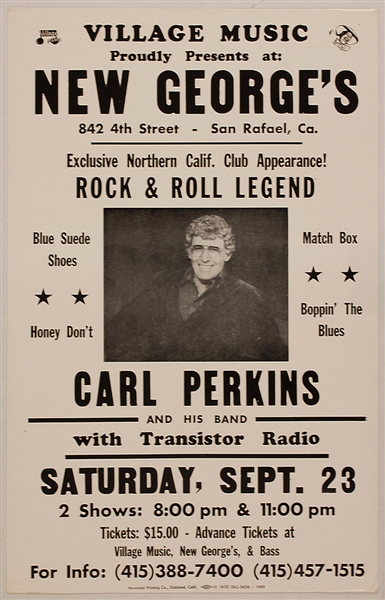 Carl Perkins Original New Georges Cardboard Concert Poster