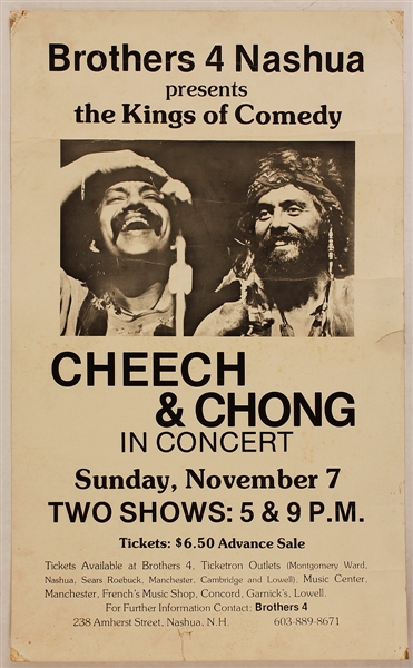 Cheech & Chong Original Brothers 4 Nashua Concert Poster