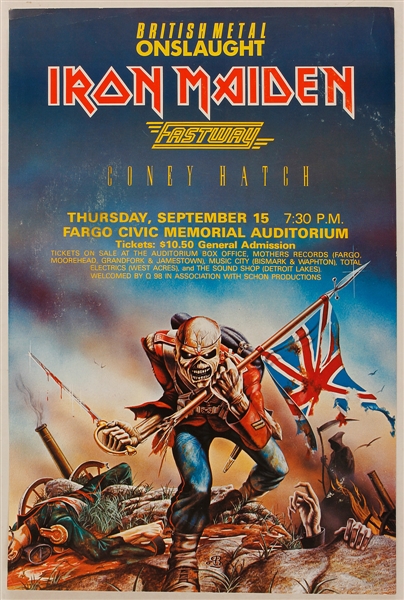 Iron Maiden British Metal Onslaught Original 1983 Early Concert Poster