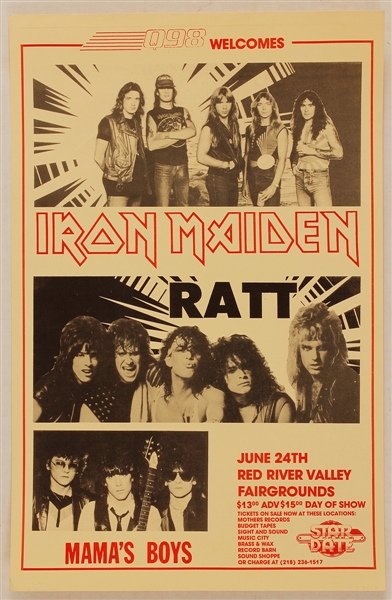 Iron Maiden Original World Slavery Tour 1985 Early Concert Poster
