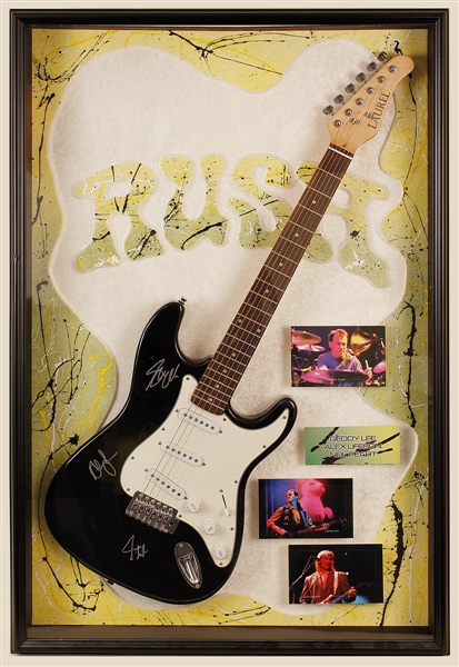 Rush Signed Black Electric Guitar