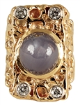 Elvis Presley Owned & Worn 14kt Gold Nugget Sapphire and Diamond Ring