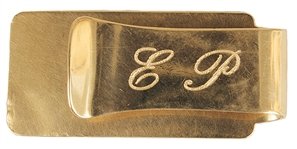 Elvis Presley Owned & Used 14kt Gold Diamond TCB  Money Clip with His Engraved Initials 